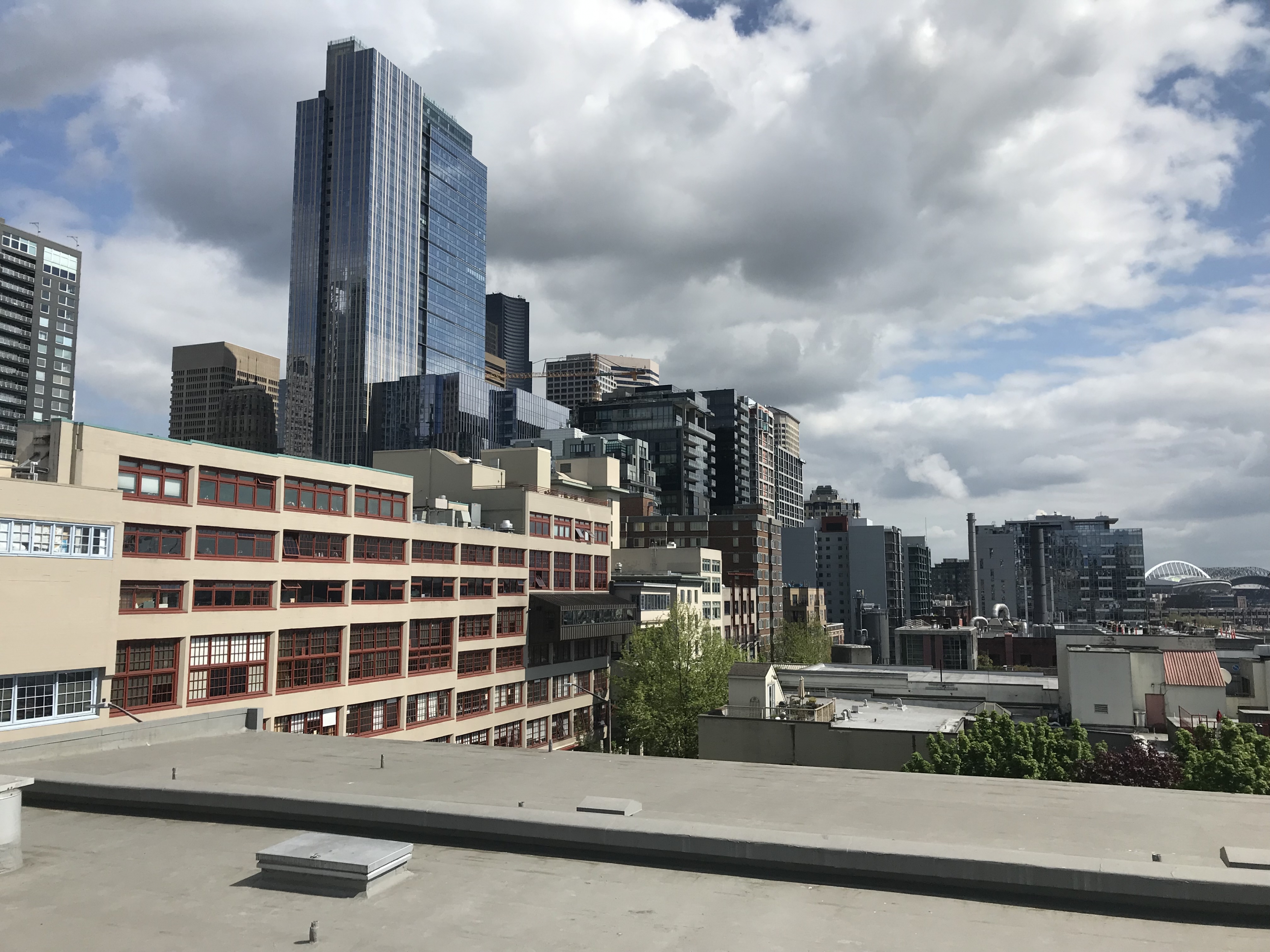 View of downtown Seattle from Harbor Steps apartment building.