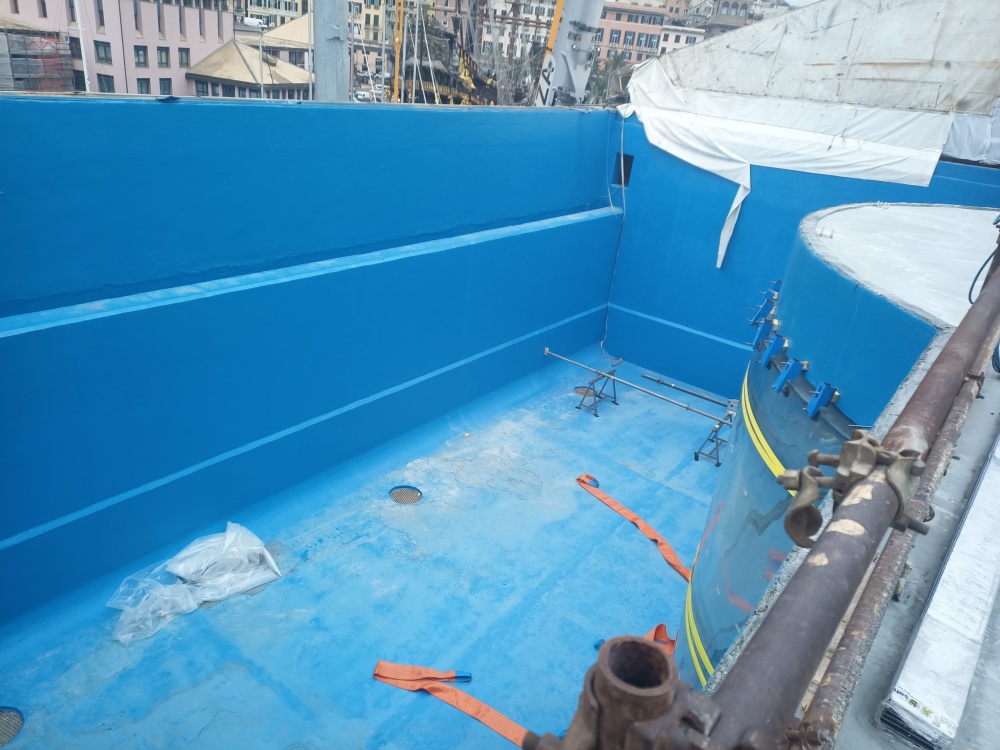 Completed installation of waterproofing system